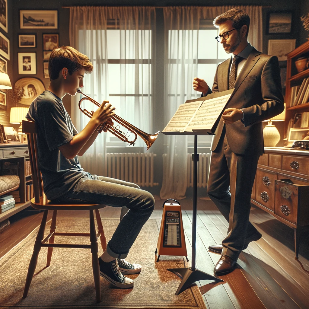 03-12-24 2 – Detailed visual showing the convenience and comfort of having lessons at home music teacher teaching in a home - comfortable for everyone