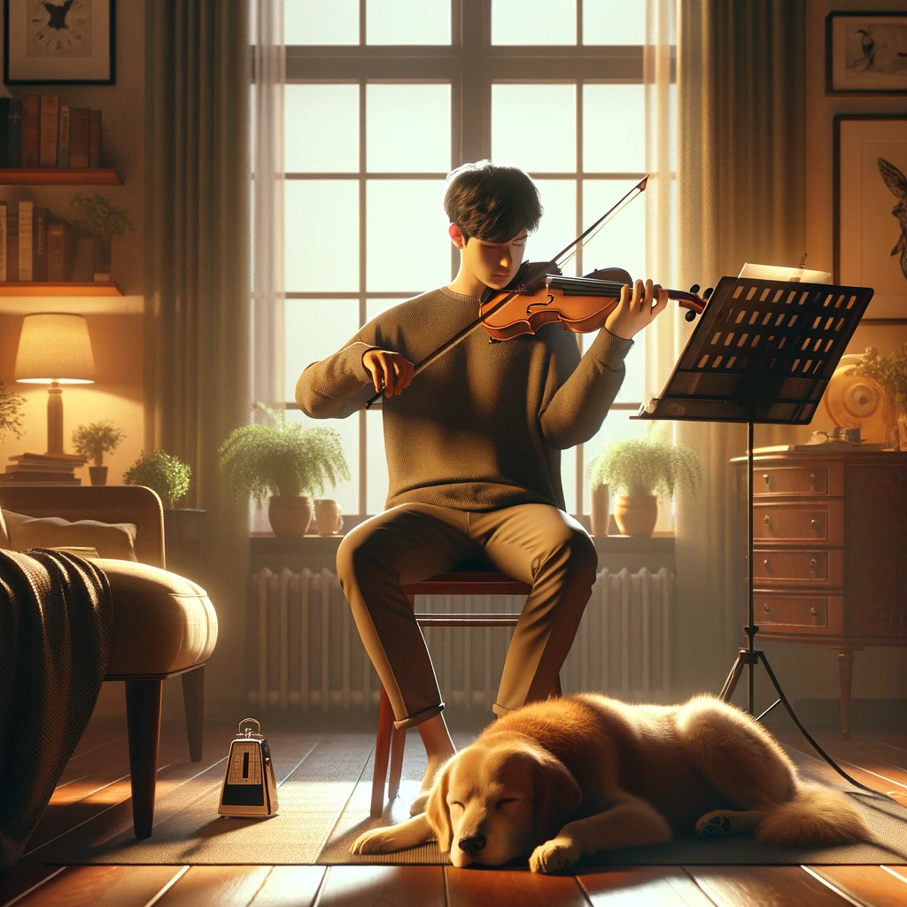 03-12-24 4 – Detailed visual showing the positive impact on students Student practicing music were they learn and study