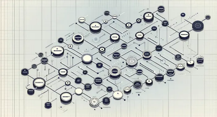 03-31-24 2 rs- Graphic representation of a curriculum scope and sequence, with interconnected nodes representing skills and concepts progressing from beginner to advanced levels music technology integration