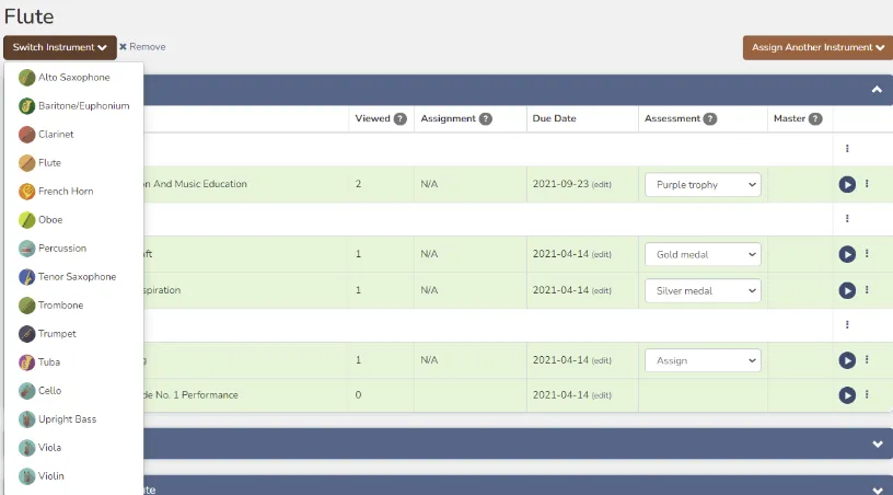 03-31-24 4 rs- Screenshot of the Practicing Musician platform, showcasing its user-friendly interface and variety of instrumental courses music technology integration online music resources and courses