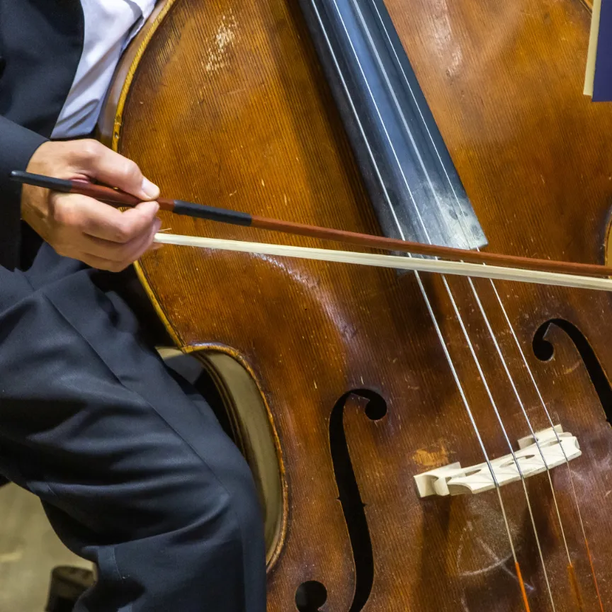playing the standing bass with a bass bow playing an upright bass with a bass bow- Upright Bass Bow Tension