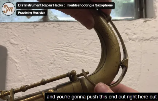 Saxophone Repair Basics,If the neck pip is stuck, gently free it with your fingers